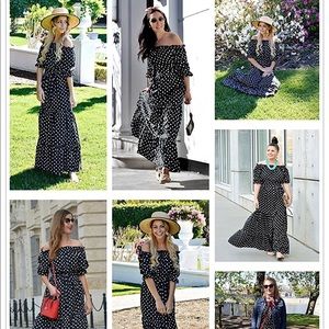 Half Sleeve Off-the-Shoulder Maxi Dress